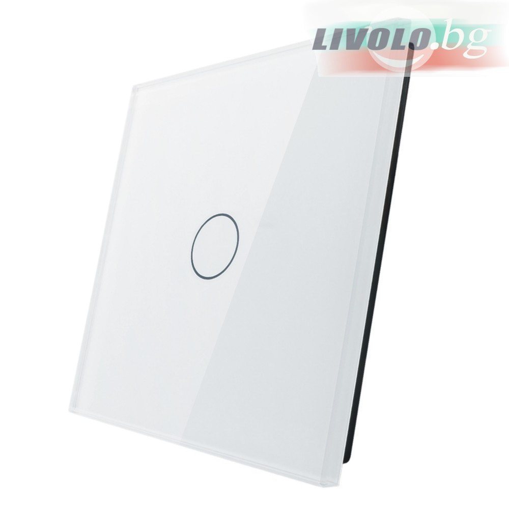LIVOLO - 701-61 (C7-C1-11) - БЯЛ, панел кристално стъкло, 1 точка, 80mm*80mm, EU