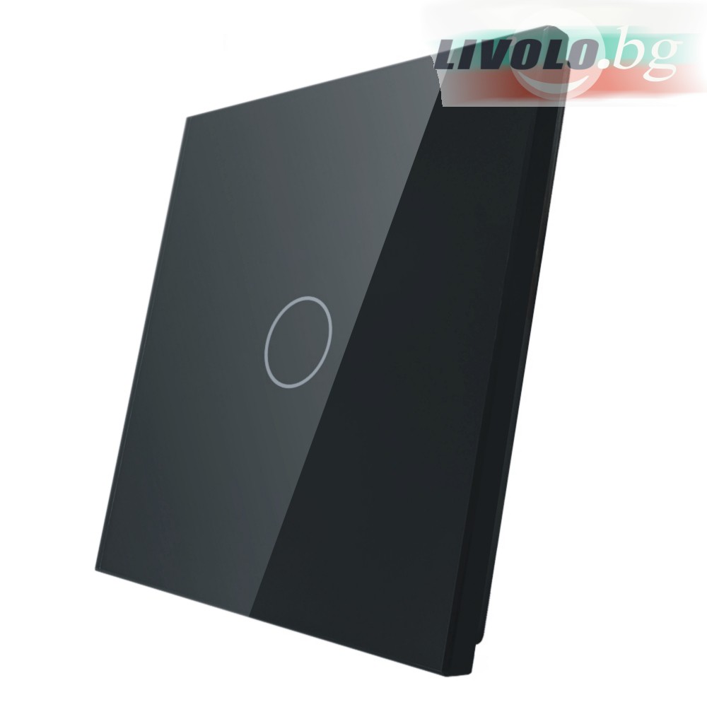 LIVOLO - 701-62 (C7-C1-12) - ЧЕРЕН, панел кристално стъкло, 1 точка