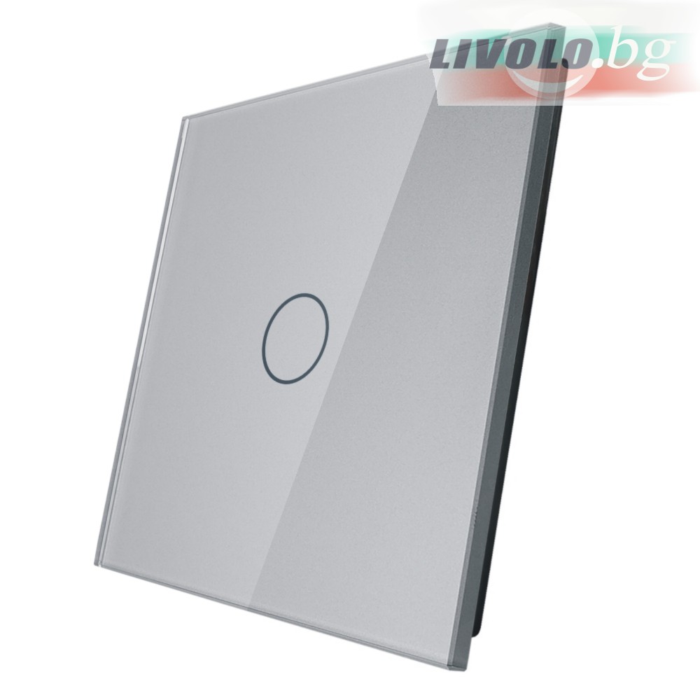 LIVOLO - 701-64 (C7-C1-15) - СРЕБРИСТ, панел кристално стъкло, 1 точка, 80mm*80mm, EU