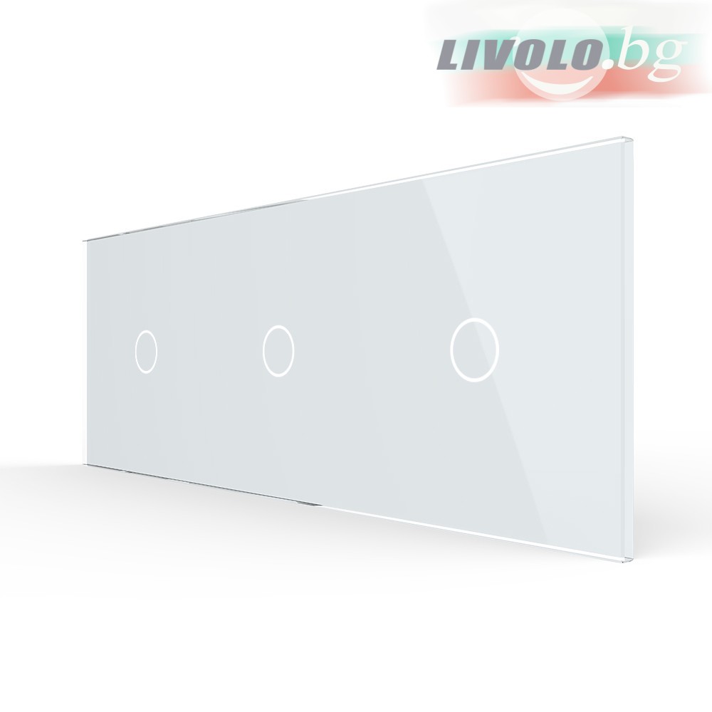 LIVOLO - 70111-61 (C7-C1/C1/C1-15) - БЯЛ, панел кристално стъкло, 3 точки, 223mm*80mm, EU