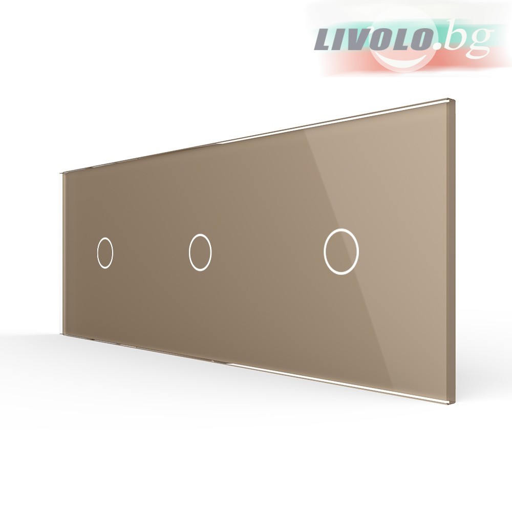 LIVOLO - 70111-63 (C7-C1/C1/C1-13) - ШАМПАНСКО, панел кристално стъкло, 3 точки, 223mm*80mm, EU