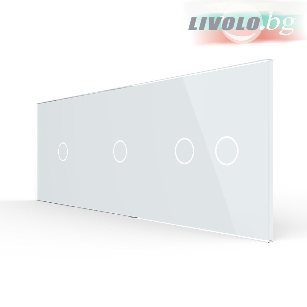 LIVOLO - 70112-61 - БЯЛ, панел кристално стъкло, 4 точки, 223mm*80mm, EU