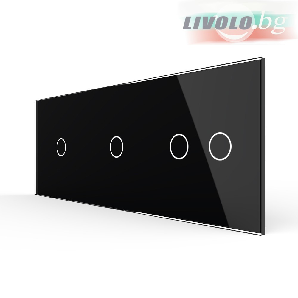 LIVOLO - 70112-62 (C7-C1/C1/C2-12) - ЧЕРЕН, панел кристално стъкло, 4 точки, 223mm*80mm, EU