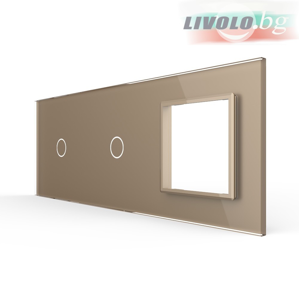 LIVOLO - 7011G-63 (C7-C1/C1/SR-13) - ШАМПАНСКО, панел кристално стъкло, 1 точкa + 1 точкa + 1 гнездо, 223mm*80mm, EU