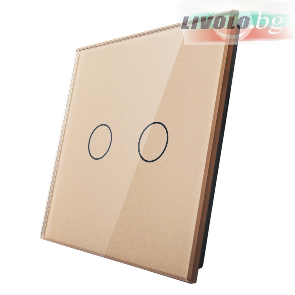 LIVOLO - 702-63 (C7-C2-13) - ШАМПАНСКО, панел кристално стъкло, 2 точки, 80mm*80mm, EU