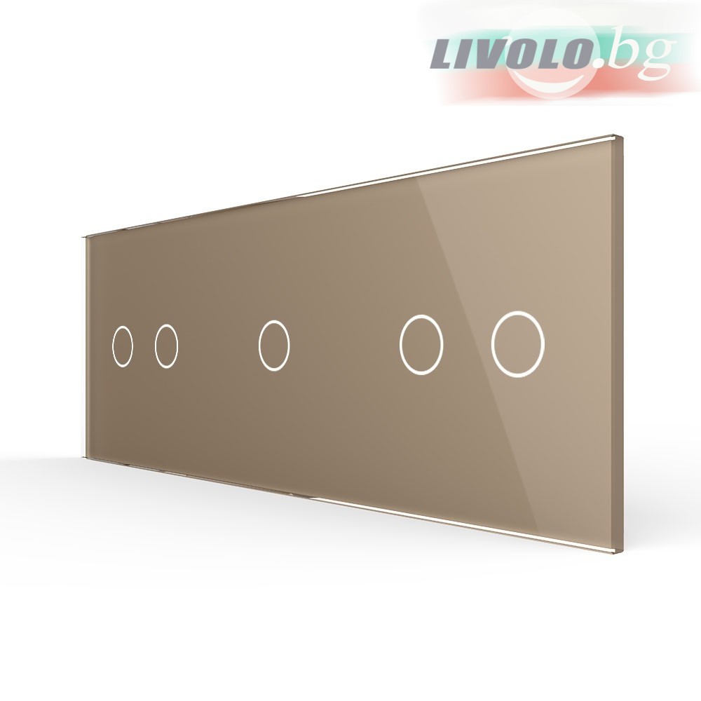LIVOLO - 70212-63 (C7-C2/C1/C2-13) - ШАМПАНСКО, панел кристално стъкло, 5 точки, 223mm*80mm, EU