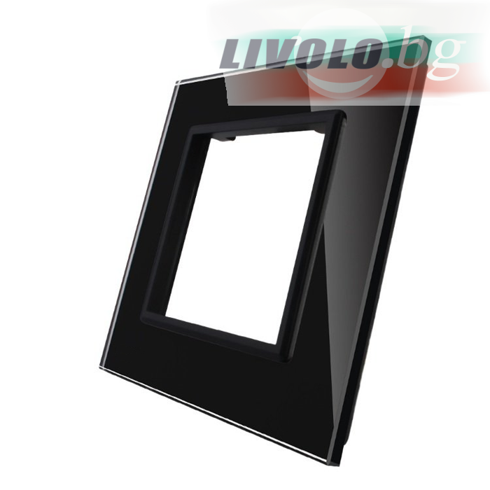 LIVOLO - GPF-1-62 (C7-SR-12) - ЧЕРЕН, панел кристално стъкло, 1 гнездo контакт, 80mm*80mm, EU