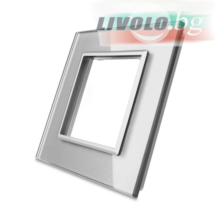 LIVOLO - GPF-1-64 (C7-SR-15) - СРЕБРИСТ, панел кристално стъкло, 1 гнездo контакт, 80mm*80mm, EU