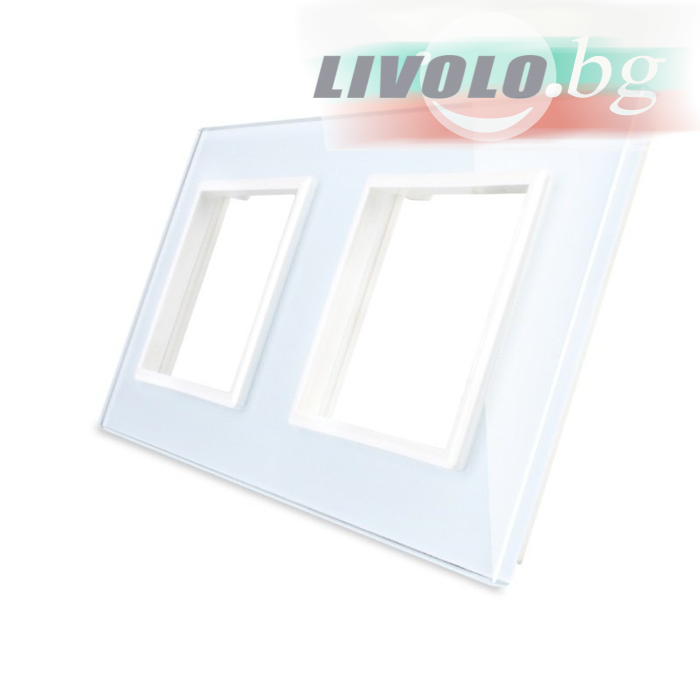 LIVOLO - GPF-2-61 (C7-SR/SR-11, VL-P7E/E-4W) - БЯЛ, панел кристално стъкло, 2 гнезда контакт, 151mm*80mm, EU