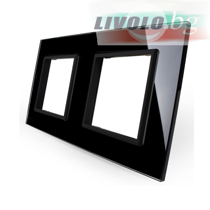 LIVOLO - GPF-2-62 (C7-SR/SR-12, VL-P7E/E-4B) - ЧЕРЕН, панел кристално стъкло, 2 гнезда контакт, 151mm*80mm, EU