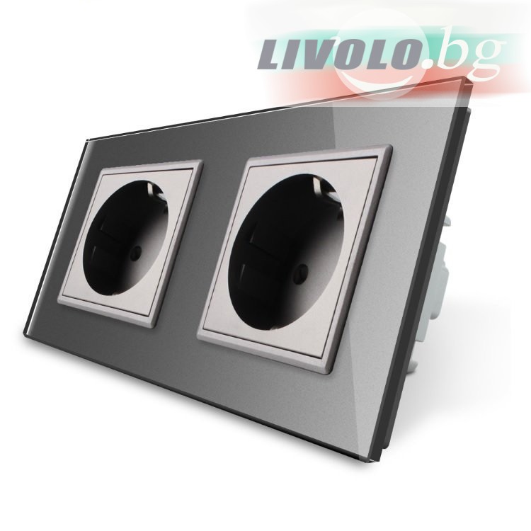 LIVOLO - VL-72EU-64 - Сребрист двоен контакт 2 x 220V/16A
