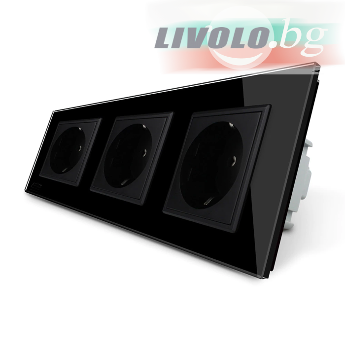 LIVOLO - VL-73EU-62 - Черен троен контакт 3 x 220V/16A