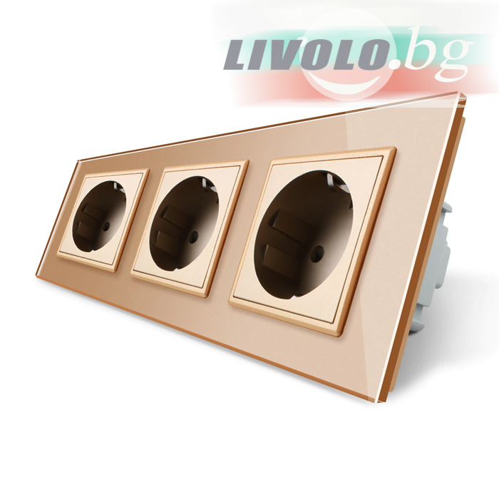 LIVOLO - VL-73EU-63 - Шампанско троен контакт 3 x 220V/16A