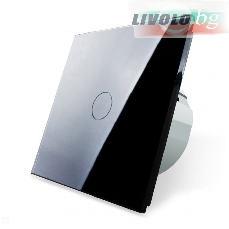 LIVOLO - VL-C701IH-62 - ЧЕРЕН, 1 сензорен КЛЮЧ, ИМПУЛСЕН, 1 посока, панел от кристално стъкло, подсвет