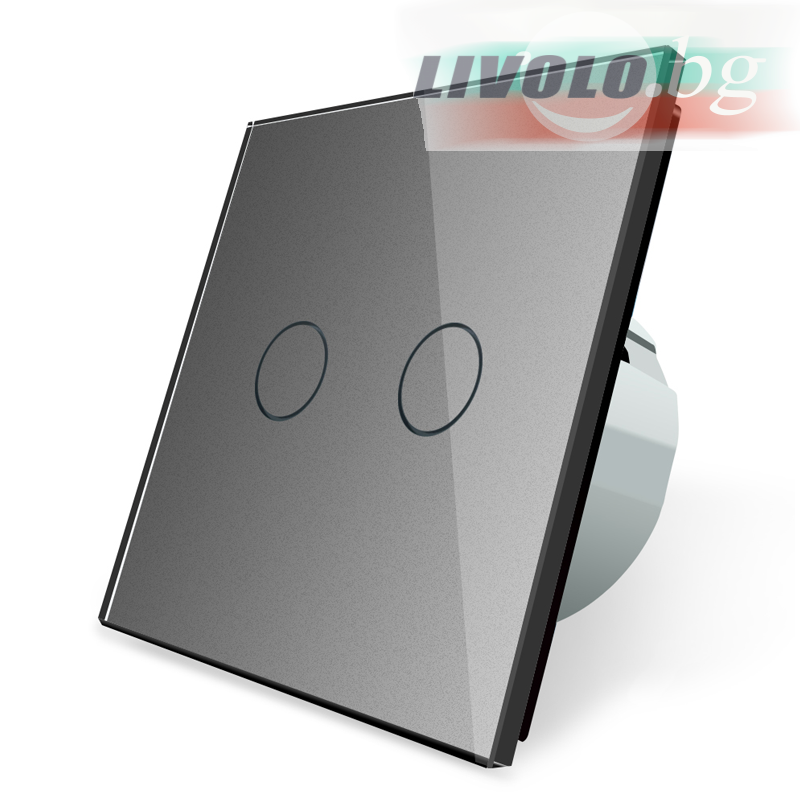 LIVOLO - VL-C702-64 - СРЕБРИСТ МЕТАЛИК, 2 сензорни КЛЮЧA, 1 посока, панел от кристално стъкло, подсвет