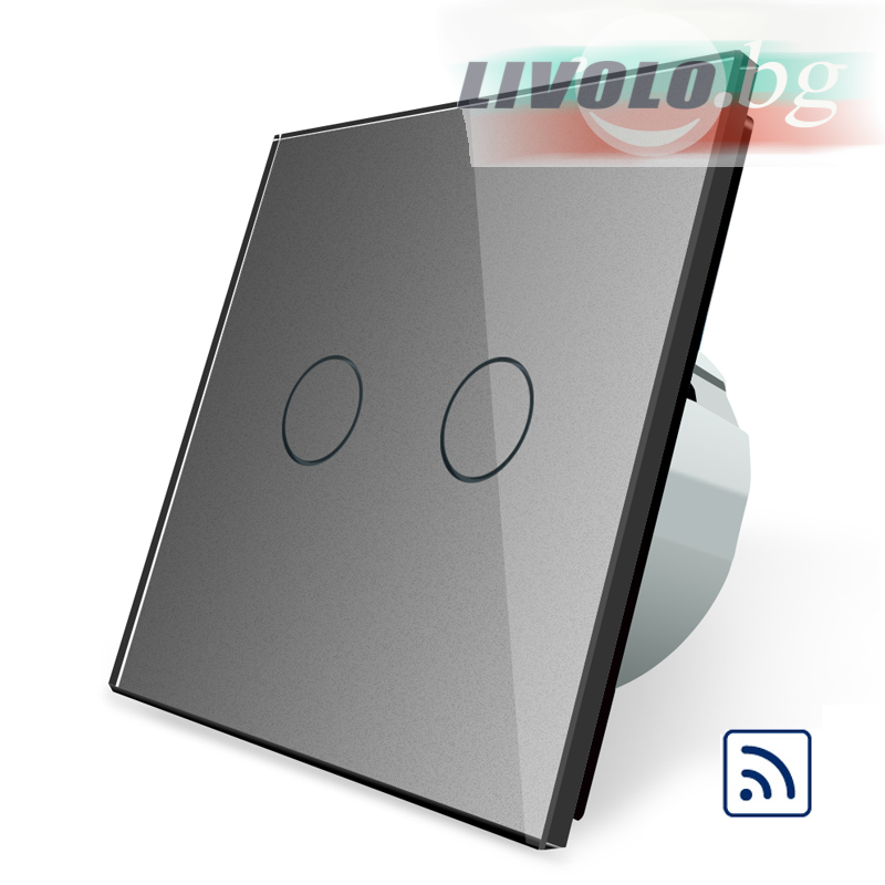LIVOLO - VL-C702R-64 - СРЕБРИСТ МЕТАЛИК, 2 сензорни КЛЮЧA, ДИСТАНЦИОННЕН КОНТРОЛ, 1 посока, панел от кристално стъкло, подсвет