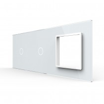LIVOLO - 7011G-61 (C7-C1/C1/SR-11) - БЯЛ, панел кристално стъкло, 1 точкa + 1 точкa + 1 гнездо, 223mm*80mm, EU