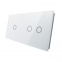 LIVOLO - 7012-61 (C7-C1/C2-11) - БЯЛ, панел кристално стъкло, 3 точки, 151mm*80mm, EU