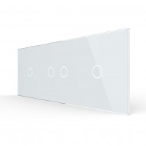 LIVOLO - 70121-61 (C7-C1/C2/C1-11) - БЯЛ, панел кристално стъкло, 4 точки, 223mm*80mm, EU