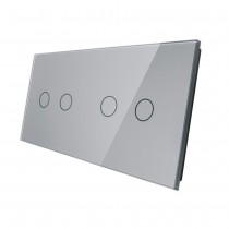 LIVOLO - 7022-64 (C7-C2/C2-15) - СРЕБРИСТ, панел кристално стъкло, 4 точки, 151mm*80mm, EU