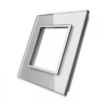 LIVOLO - GPF-1-64 (C7-SR-15) - СРЕБРИСТ, панел кристално стъкло, 1 гнездo контакт, 80mm*80mm, EU