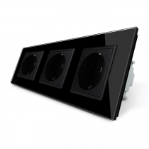 LIVOLO - VL-73EU-62 - Черен троен контакт 3 x 220V/16A
