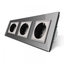 LIVOLO - VL-73EU-64 - Сребрист троен контакт 3 x 220V/16A