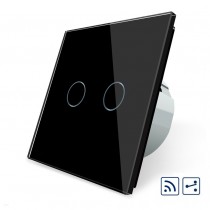 LIVOLO - VL-C702SR-62 - ЧЕРЕН, 2 сензорни КЛЮЧA, ДИСТАНЦИОННЕН КОНТРОЛ, 2 ПОСОКИ, панел от кристално стъкло, подсвет