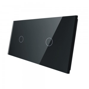 LIVOLO - 7011-62 (C7-C1/C1-12) - ЧЕРЕН, панел кристално стъкло, 2 точка, 151mm*80mm, EU