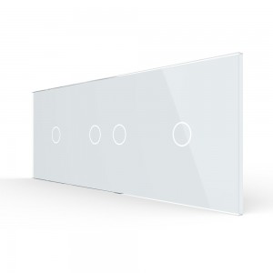 LIVOLO - 70121-61 (C7-C1/C2/C1-11) - БЯЛ, панел кристално стъкло, 4 точки, 223mm*80mm, EU