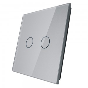 LIVOLO - 702-64 (C7-C2-15) - СРЕБРИСТ, панел кристално стъкло, 2 точки, 80mm*80mm, EU