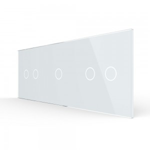 LIVOLO - 70212-61 (C7-C2/C1/C2-11) - БЯЛ, панел кристално стъкло, 5 точки, 223mm*80mm, EU