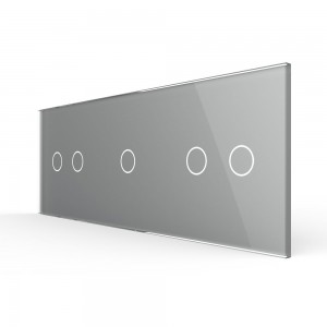 LIVOLO - 70212-64 (C7-C2/C1/C2-15) - СРЕБРИСТ, панел кристално стъкло, 5 точки, 223mm*80mm, EU