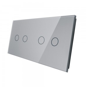 LIVOLO - 7022-64 (C7-C2/C2-15) - СРЕБРИСТ, панел кристално стъкло, 4 точки, 151mm*80mm, EU