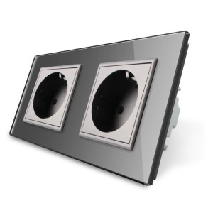 LIVOLO - VL-72EU-64 - Сребрист двоен контакт 2 x 220V/16A
