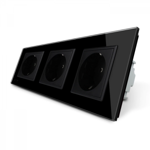 LIVOLO - VL-73EU-62 - Черен троен контакт 3 x 220V/16A