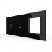 LIVOLO - 7011G-62 (C7-C1/C1/SR-12) - ЧЕРЕН, панел кристално стъкло, 1 точкa + 1 точкa + 1 гнездо, 223mm*80mm, EU
