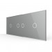 LIVOLO - 70121-64 (C7-C1/C2/C1-15) - СРЕБРИСТ, панел кристално стъкло, 4 точки, 223mm*80mm, EU