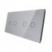 LIVOLO - 7022-64 (C7-C2/C2-15) - СРЕБРИСТ, панел кристално стъкло, 4 точки, 151mm*80mm, EU